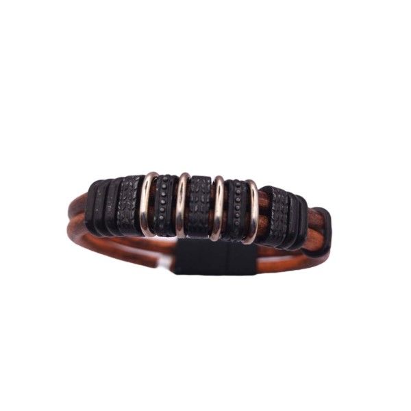 Steel bracelet with leather Bracelets