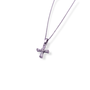 Small silver cross with white stones Pendants